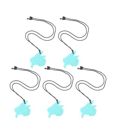 5Pcs Chew Teethers Necklace Silicone Sensory Chewing Necklaces for Toddlers Kids Children (Turquoise Green)
