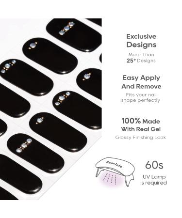 Buy Semi Cured Gel Nail Strips - Long Lasting UV Gel Nail Stickers | 20 Salon Quality Nail Wraps | Black Pearl - International Shipping Available - Buy Online on GoSupps.com