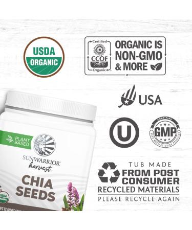 Organic Chia Seeds 360g Tub - Non-GMO Keto Vegan Superfood for Smoothies, Acai Pudding & Baking | Sunwarrior Organic Harvest - Buy Online on GoSupps.com