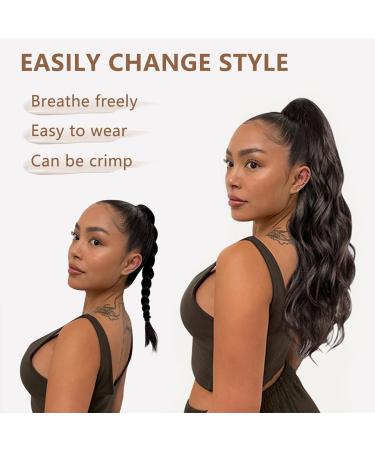 Juziviiee Long Ponytail Extensions - Clip-In Natural Synthetic Hair Extensions for Women | 45cm Black Afro Braid Ponytail - Buy Online on GoSupps.com
