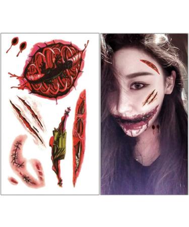 30 Sheets 3D Zombie Scar Tattoos Fake Scars Bloody Costume Makeup Halloween Decoration Horror Wound Scary Blood Injury Sticker Halloween Party Decorations Supplies & Favors - Buy Online on GoSupps.com