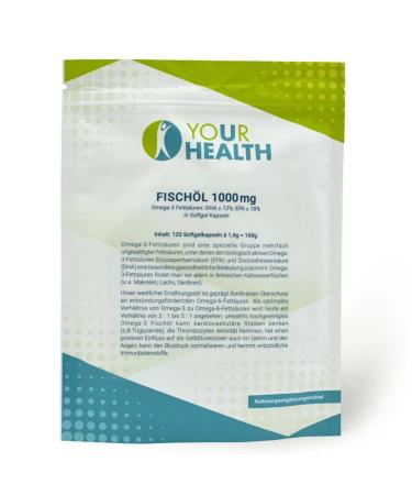 uHealth FISH OIL 1000 mg 120 softgel capsules Omega 3 fatty acids: DHA 12% EPA 18%