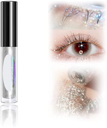 Topper de mascara paillettes de diamant mascara cils scintillants 4D scintillants mascara cils brillants en diamant tincelant pour les f tes et les femmes filles (Argent)