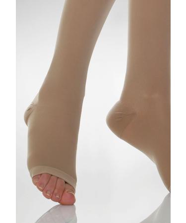 Relaxsan Basic 970A Support Stockings for Women | 22-27 mmHg Compression | Black Open Toe | Silicone Band | International Shipping - Buy Online on GoSupps.com