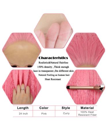 DIDADA 24 Lace Front Wig - Long Curly Red Pink Orange Yellow Blonde Mix - Synthetic Fiber for Women - International Shipping Available - Buy Online on GoSupps.com