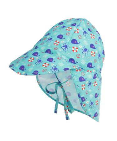 LACOFIA Baby Sun Protection Beach Hat Toddler Super Soft Adjustable Flap Cap Kids Summer Visor Cap 6-18 Months A-Octopus