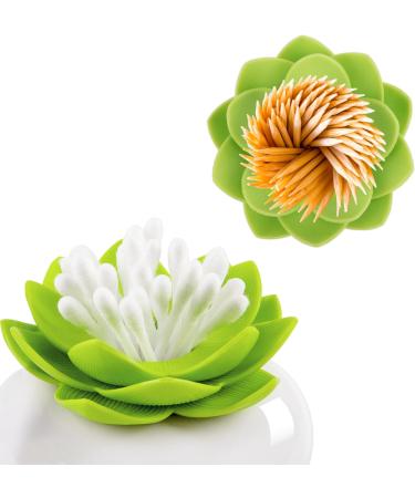 Eco-Friendly Green Cotton Swab & Toothpick Holder - Stylish Organizer for Bathroom & Cosmetics - Buy Online on GoSupps.com