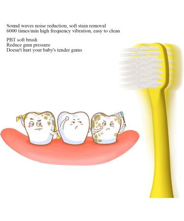 Children's Electric Toothbrush - Cartoon Pattern Soft Bristles Sonic Vibration Waterproof - Ideal Gift for Kids (Yellow) - Buy Online on GoSupps.com