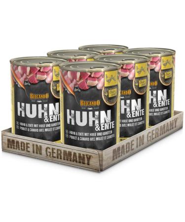 Belcando wet food for dogs chicken and duck with millet and carrots 6x 400g can dog food wet for all races made in germany 400 g (6 Pack)