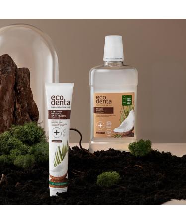 Ecodenta Certified Anti-Plaque Oral Hygiene Organic Cosmetic Kit 75 ml and Alcohol-Free Coconut Bath Fights Bad Breath 500 ml I Anti-Plaque Oral Care - Buy Online on GoSupps.com