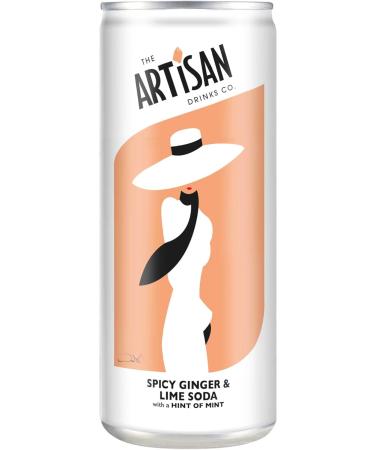 Spicy Ginger & Lime Soda with a hit of Mint by the Artisan Drinks Company - 250mlx12 Cans - Natural Ingredients - 48 Calories per Can - No Artificial Sweetners - An Adult Soft Drink - Buy Online on GoSupps.com