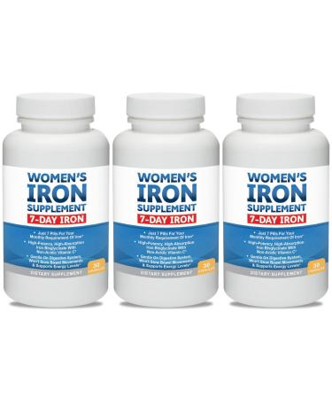 Women s Iron Supplement Pills for Women Bis-Glycinate 80mg 7 Iron Pills for 30 Days Worth of No Stomach Binding Vegan Alkaline VIT C Iron Pill for Women 30 Capsules 3-Pack