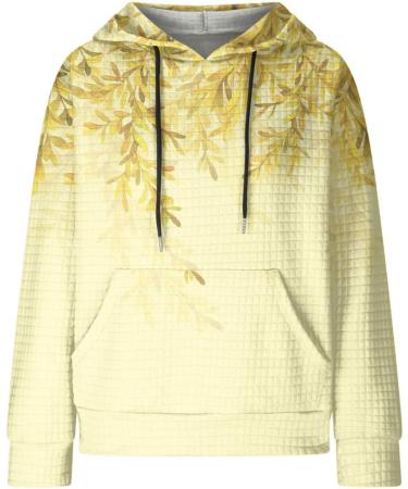 oelaio Fall Sasvings Oversized Hoodies for Women Casual Long Sleeve Lightweight Cable Knit Sweatshirts Workout Drawstring Yellow Medium - Buy Online on GoSupps.com