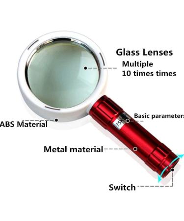 Glass 75mm Handheld Lens Dual Lens 10XLED Reading Magnifier Good Times - Buy Online on GoSupps.com