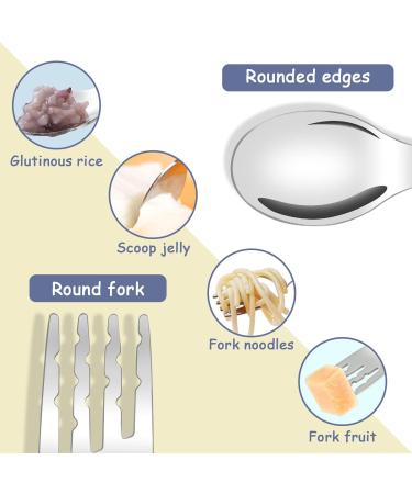 Vicloon Baby Fork and Spoon Set - Stainless Steel Cutlery for Children | Short Handle Training Tableware | Ergonomic Design for Self-Feeding | Transparent Love Design - Buy Online on GoSupps.com