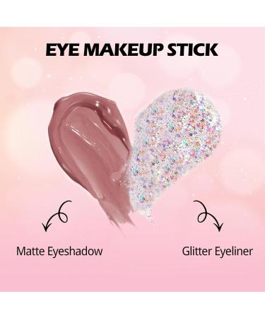 Erinde Liquid Glitter Eyeshadow & Eyeliner Set - Grey Silver Glitter, Blue Shimmer Gel, Matte & Shinny Eye Shadow, Long Lasting & Highly Pigmented - #04 Pink - Buy Online on GoSupps.com