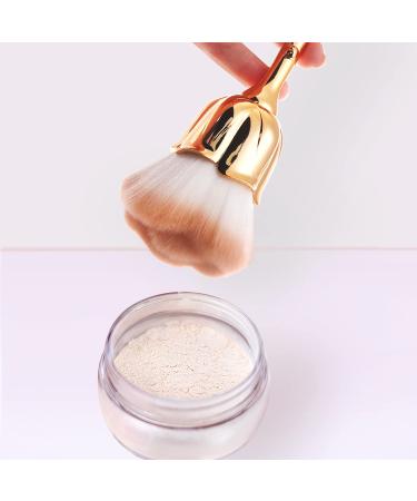 JERCLITY Rose Makeup Brushes Set - 2 Large Kabuki Face & Blush Brushes for Powder & Nail Art - Gold Brown/Gold Red - Buy Online on GoSupps.com