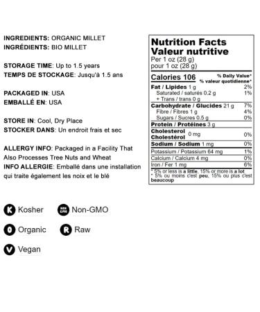 Organic Millet Flour - Non-GMO Stone Ground Raw Vegan 4lb Bulk - USA Product - Buy Online on GoSupps.com