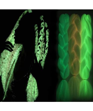 KARLOR Braids Extensions Glow in the Night Fluorescent Braids Synthetic Hair Extensions Jumbo Braids Hair Braiding Hair Kanekalon Braiding Hair for Crochet Twist Braiding Hair (60cm white)