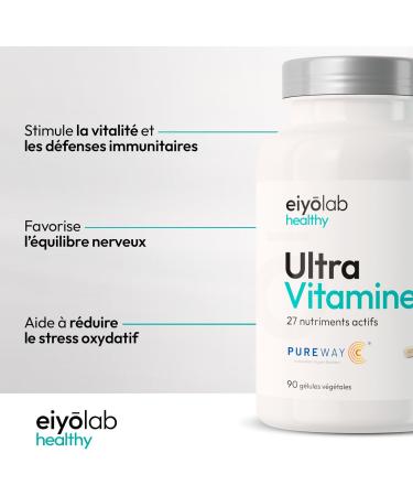 UltraVitamins HT | Multivitamins and Minerals 27 Bio-active Nutrients | Unique Antioxidant Formula | 6 Patented Ingredients | 90 Vegetable Capsules | Made in France | Eiyolab - Buy Online on GoSupps.com