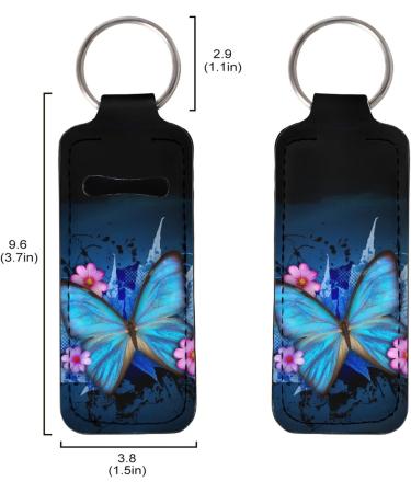 Lip balm keychain for women and girls clip-on elastic chapstick sleeves Blue Butterfly - Buy Online on GoSupps.com