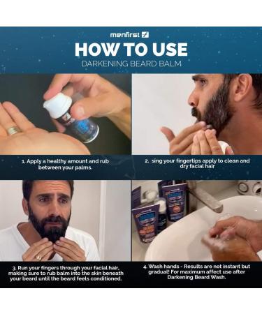 MENFIRST Darkening Beard Balm 1.1oz - Gradually Darkens White and Grey Hair, Nourishing Leave-In Conditioner for Men - Dark Shades - Buy Online on GoSupps.com