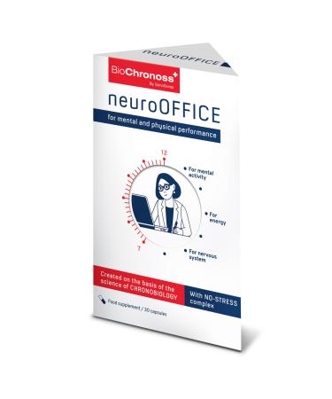 neuroOFFICE by BioChronoss for Mental and Physical Performance - with NO-Stress Brain-ON Amin-ON Complexes - Developed Based on the Science of Chronobiology - 30 Capsules