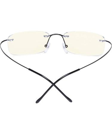 CessBlu Blue Light Blocking Glasses for Men & Women - Titanium Rimless Computer Readers Anti UV Rays Bendable Black 0.0x - Buy Online on GoSupps.com