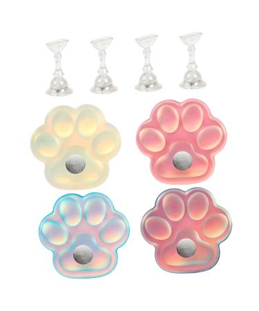 minkissy 4 Sets portable manicure Symphony nail stand suite bracket aurora cat paw nail display stand Nail supplies nail base nail rack display nails tips practice stand