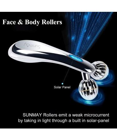 Buy SUNMAY 3D Face Roller - Microcurrent Facial Massage & Skin Tightening Massager for Double Chin Removal - Silver Edition - Buy Online on GoSupps.com