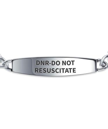 Bling Jewelry Medical ID Bracelet - Miami Cuban Link Chain for Women | Silver Stainless Steel | Do Not Resuscitate - 7.5 & 8 Inch - Buy Online on GoSupps.com