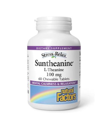 Natural Factors Stress Relax Suntheanine L-Theanine 100mg 60 Vegan Vegetarian Soy Free Gluten Free Non-GMO