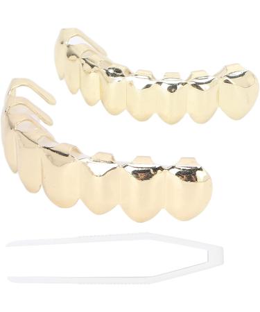 Halloween Teeth Hip Hop Teeth Brace Golden False Teeth Decoration Alloy Plated Glossy Unisex Halloween Dentures Cosplay Dress Up Horror Props Pretend Play Ornaments for Festival Party - Buy Online on GoSupps.com
