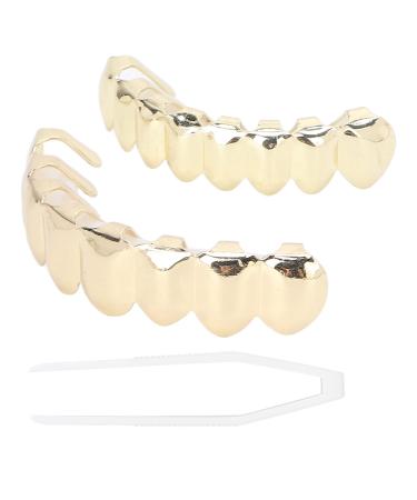 Hip Hop Teeth Set Alloy Golden False Teeth Decoration Braces for Halloween Festival Party Hip Hop Teeth Decoration