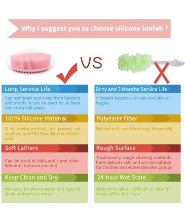 Silicone Body Scrubber Brush for Bath and Shower - Hygienic Skin-Friendly Exfoliating Scrubber - Pink - 80x135mm - Buy Online on GoSupps.com