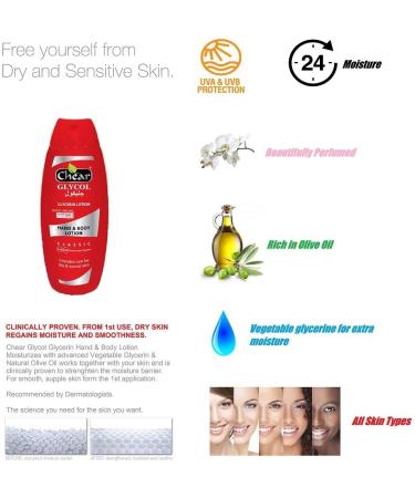Chear Glycol Perfumed Moisturizing Hand & Body Lotion 250ml - for Men & Women for dry & normal skin - with Olive Oil & Glycerine - Buy Online on GoSupps.com