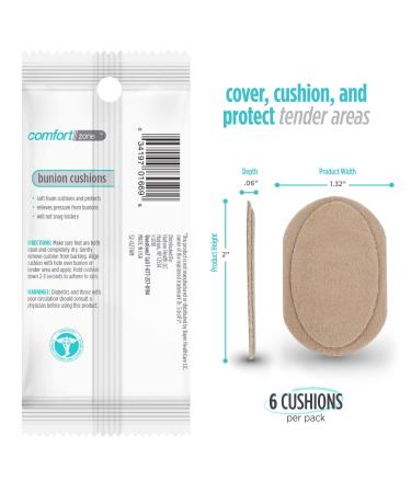Comfort Zone Bunion Cushions - Reduce Friction for Sensitive Bunions - 6 Cushions (1 Pack) - Buy Online on GoSupps.com