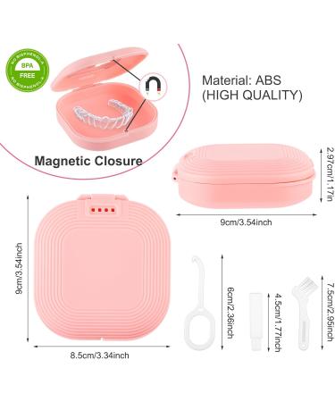 Retainer Case with Mirror Cute Denture Cleaning Box Night Mouth Guard Case Retainer Cleaner Case with Retainer Remover Tool Pink - Buy Online on GoSupps.com