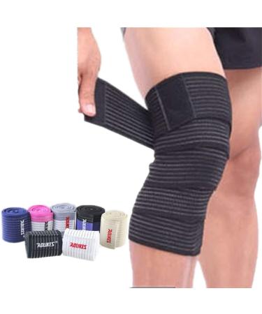 Dexlary Elastic Breathable Knee Wraps Bandage Compression Sleeve Brace Pain Relief Straps Support for Men Women Cross Training WODs, Gym Workout, Fitness & Powerlifting, 1 Pair Black