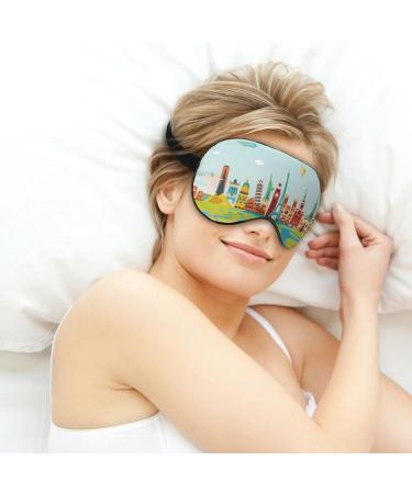 LynaRei World Travel Sleep Mask - Adjustable Blindfold with Famous Landmark Print for Men and Women - Super Smooth Eye Mask for Travel and Nap - Style 3 - Buy Online on GoSupps.com