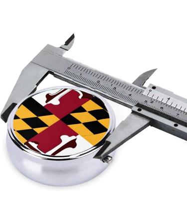 Maryland Flag Round Pill Box | 3 Compartment Portable Travel Organizer for Medicine & Vitamins - Buy Online on GoSupps.com