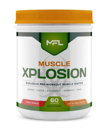 MFL Muscle Xplosion | Pre-Workout | 0 Sugar | Sweetened with Stevia | All-Natural | 60 Servings (Fruit Punch)