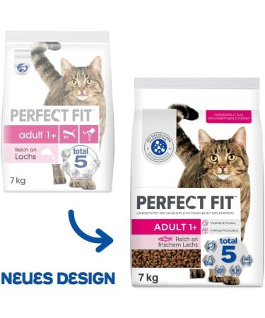 Buy PERFECT FIT Adult Dry Cat Food with Salmon - 7kg Bag | Healthy Nutrition for Cats 1 Year & Older - Buy Online on GoSupps.com