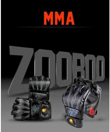 ZooBoo Half-Finger MMA Boxing Gloves with Adjustable Wrist Band - G-Black - Buy Online on GoSupps.com