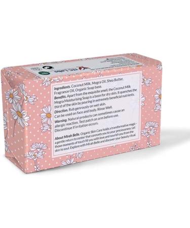 Mirah Belle - Coconut Milk Mogra Moisturising Organic Soap - Skin Softening and Smoothening - Anti Aging Handmade Cleanser - Best for Men and Women - Face and Body Soap Bar - 125 gms - Buy Online on GoSupps.com