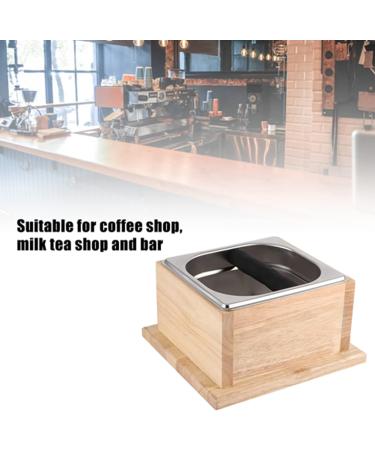 Natudeco Coffee Ground Container Multifunctional Stainless Steel Coffee Ground Knock Container Bucket Box with Wooden Base for Coffee Shop Use - Buy Online on GoSupps.com