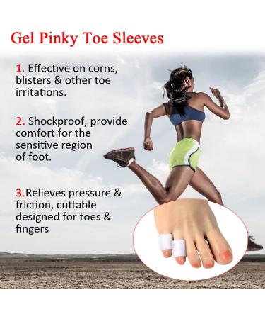 DYKOOK Pinky Toe Sleeves Gel Little Toe Protectors 5 Pairs/Pack Toe Sleeve Cover for Corns Remover Callus Cushion Bunion Treatment (S) S (10 Count) - Buy Online on GoSupps.com