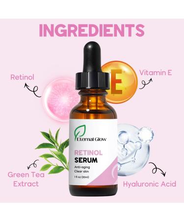 Eternal Glow Retinol Serum | Anti-Aging Face Serum with Hyaluronic Acid & Antioxidants | Targets Fine Lines Dark Spots & Texture | All Skin Types - Buy Online on GoSupps.com