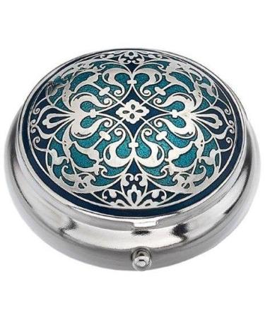Pill Box (Standard Size) in an Arabesque Design in Blue Color