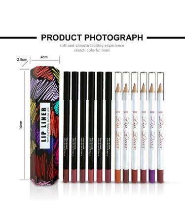 12 Colors Matte Lip Liner Set - Waterproof Long-Lasting Lipstick & Makeup Pencil for Stunning Beauty - Buy Online on GoSupps.com